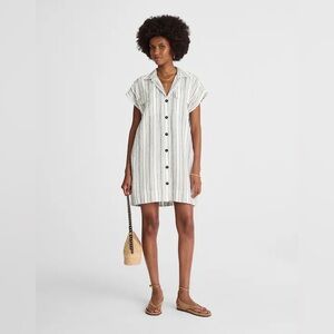 NWT Madewell Utility Short-Sleeve Mini Shirtdress in 100% Linen